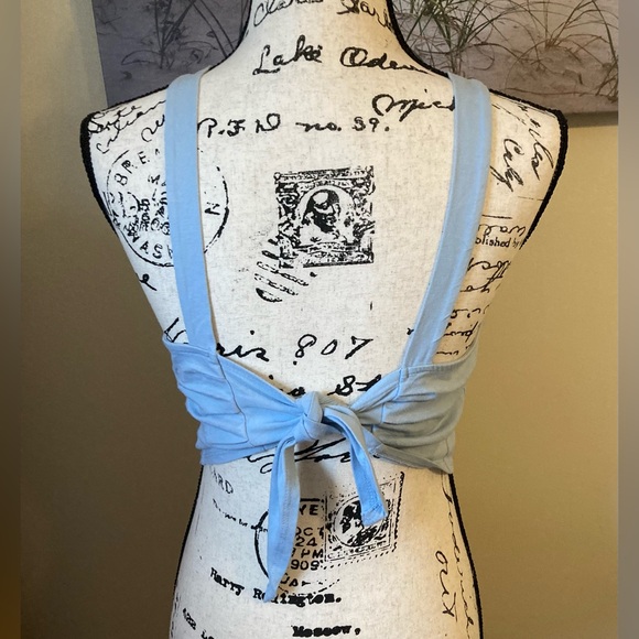 Urban Outfitters Bridgette Blue tie back crop top, size small  - Picture 2 of 9